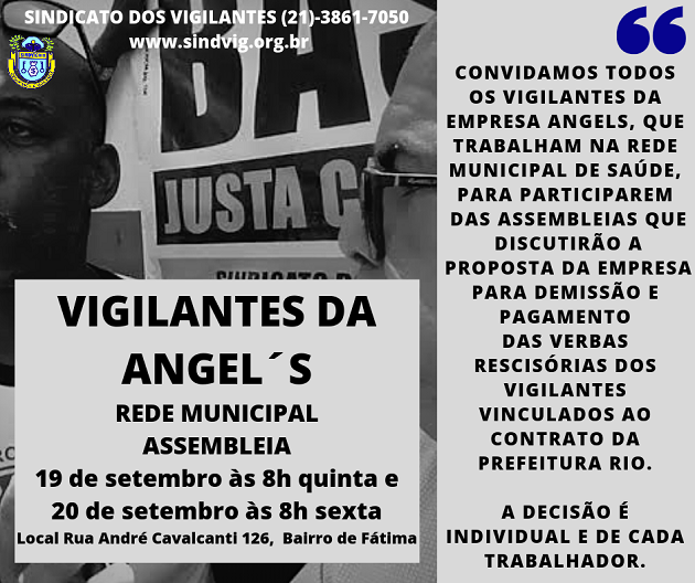 ATENÇÃO VIGILANTES DA ANGEL´S DA REDE MUNICIPAL