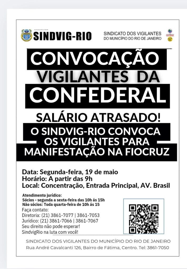 CONFEDERAL: SINDICATO CONVOCA PARA ATO DE PROTESTO