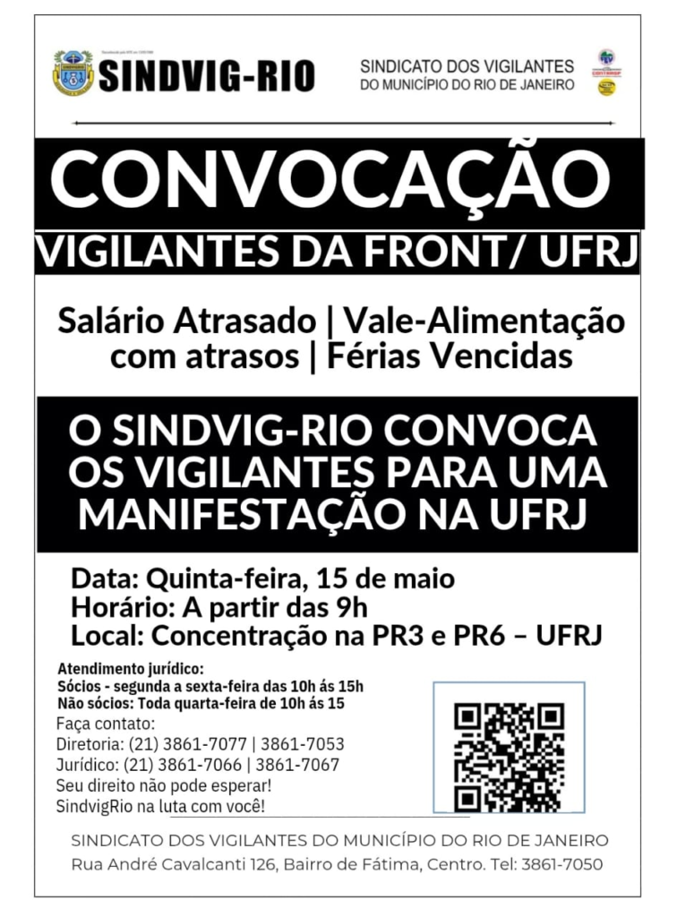 FRONT: SINDICATO CONVOCA MANIFESTAÇÃO