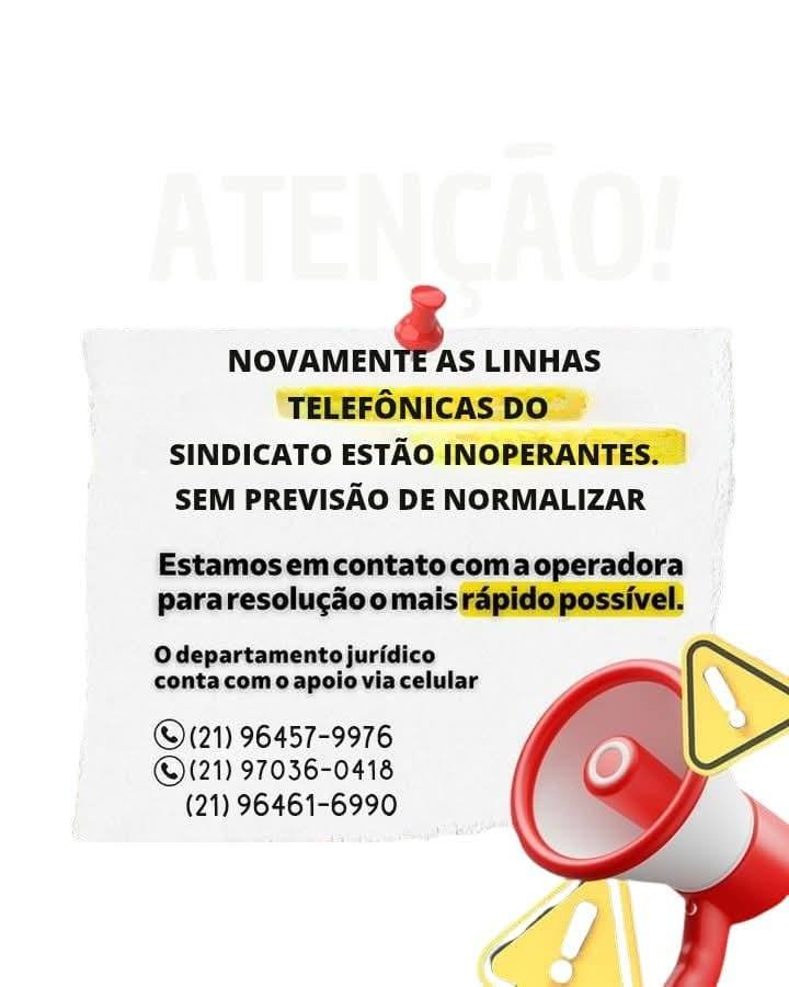 NOSSAS LINHAS TELEFÔNICAS CONTINUAM INOPERANTES