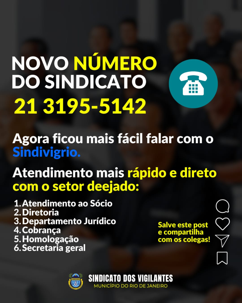 NOVO NUMERO DE TELEFONE DO SINDICATO