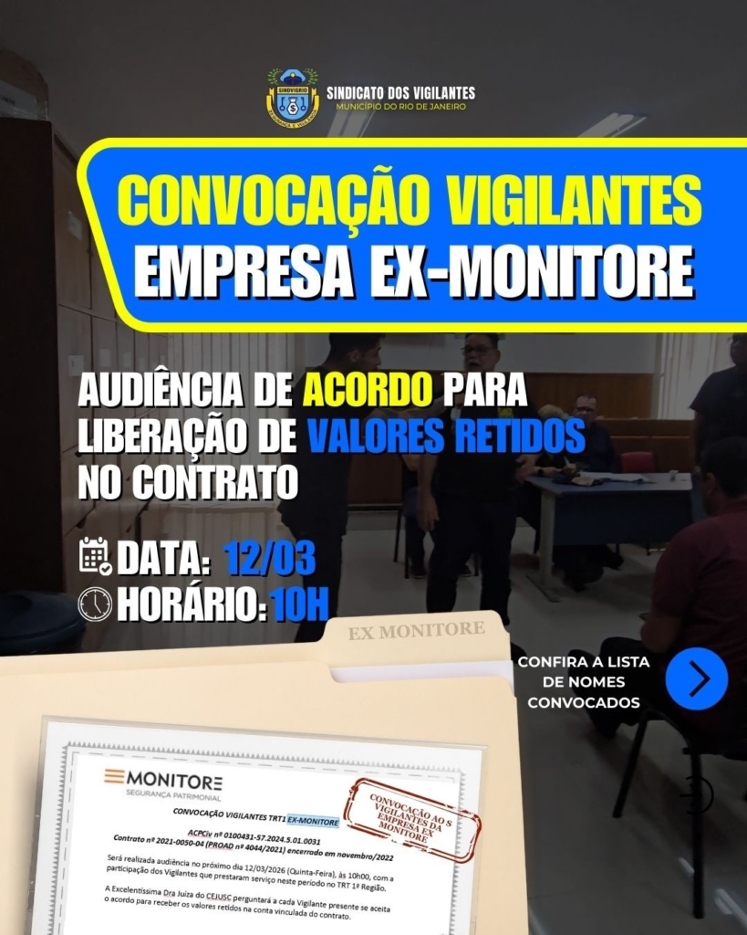 CONVOCAÇÃO VIGILANTES TRT1 EX-MONITORE
